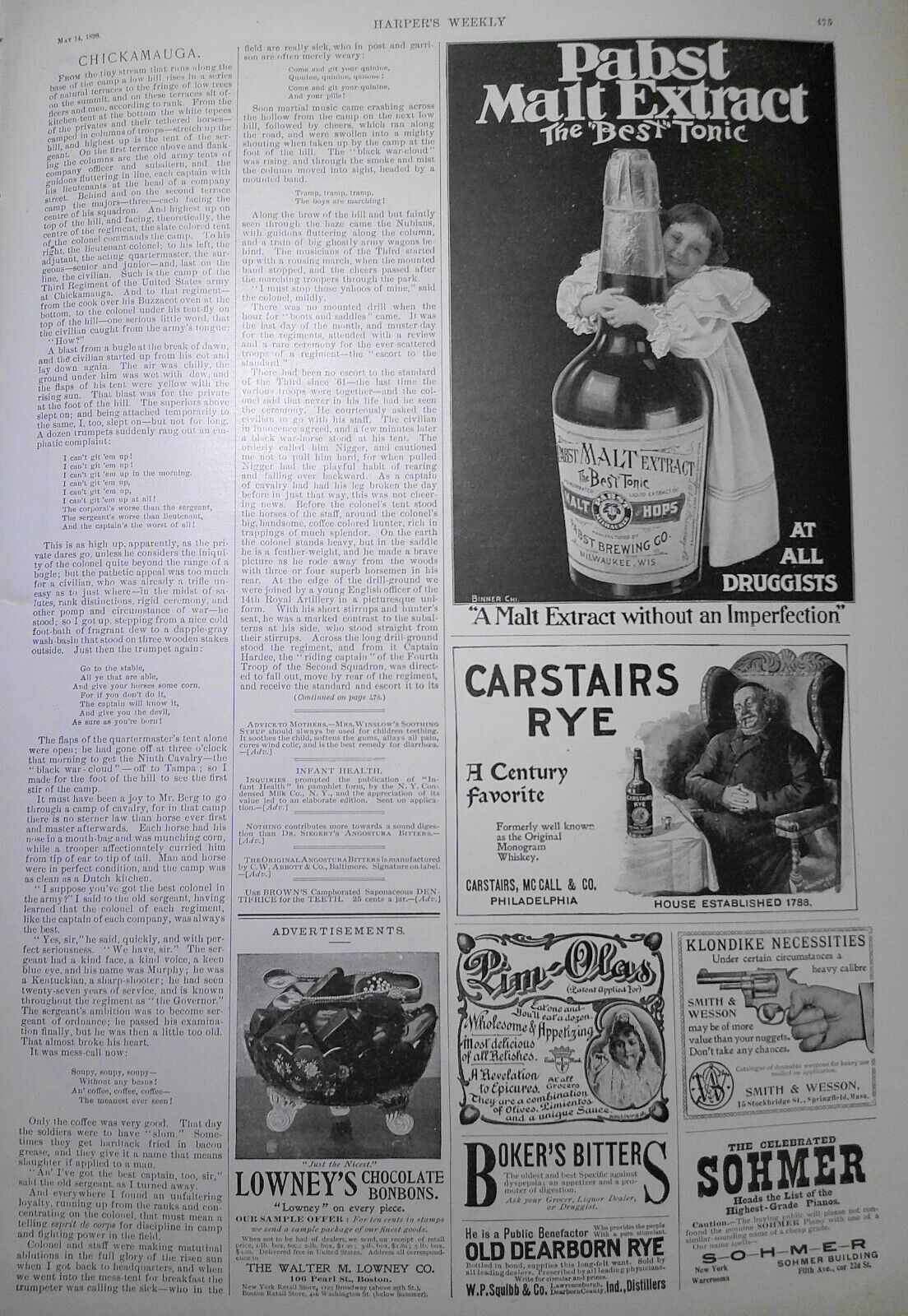 Harper's Weekly May 14 1898 :  Battle of Manila, Klondike gold map; Dewey; etc.