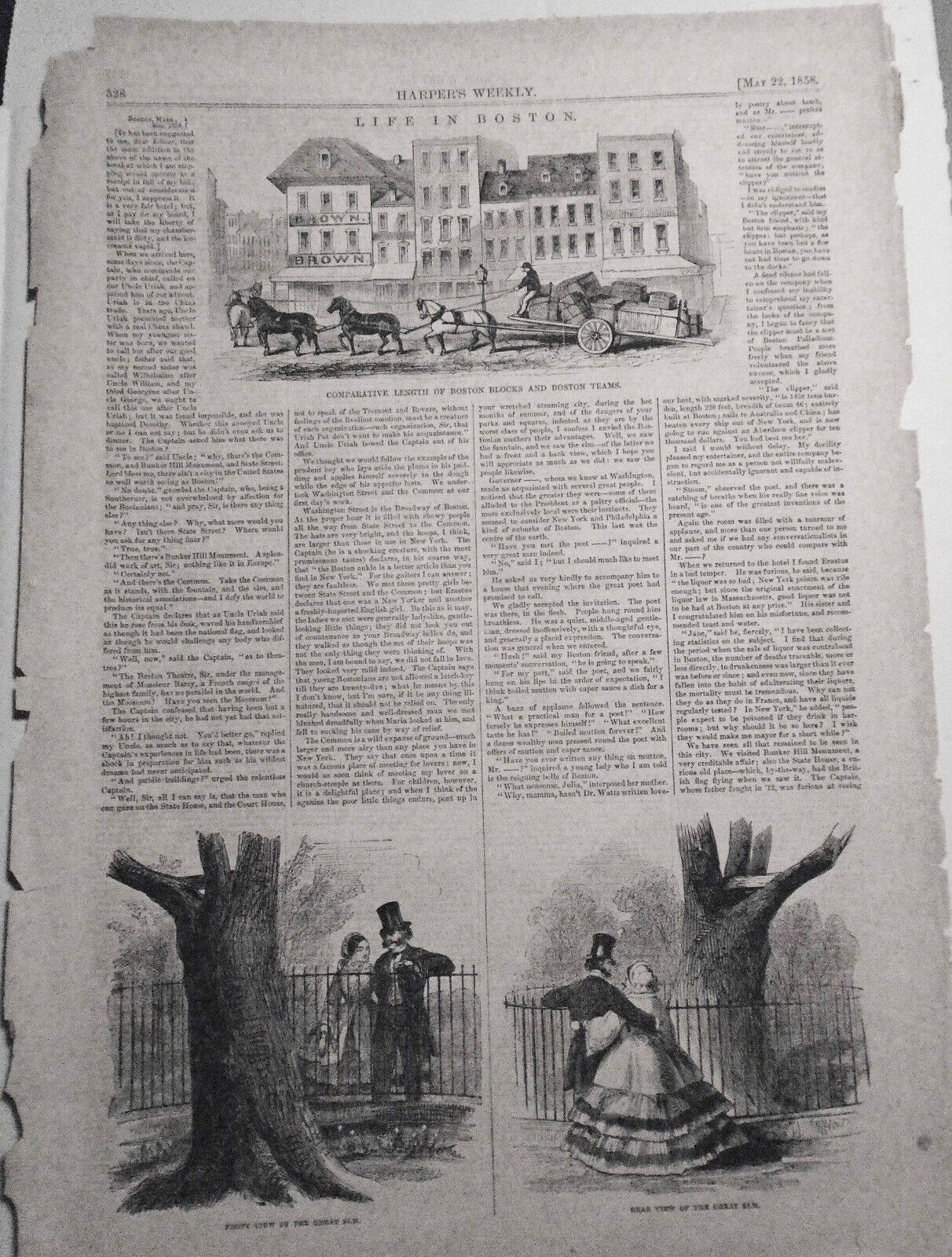 The Boston Common by Winslow Homer. Harper's Weekly, May 22, 1858 Life in Boston