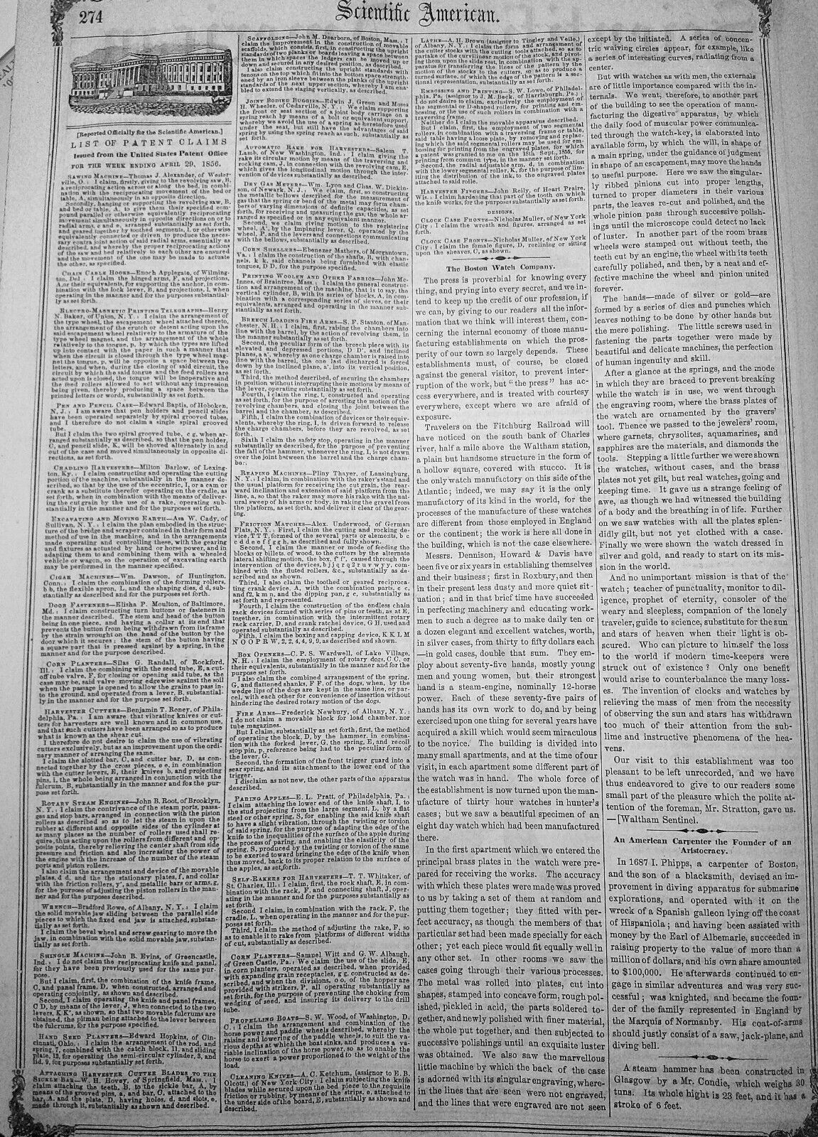 Scientific American, May 10, 1856. Improvements: Mariner's compass; fountain pen