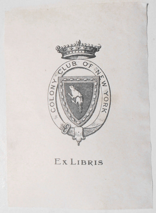 Colony Club - Ex Libris Bookplate - first social club in New York for women
