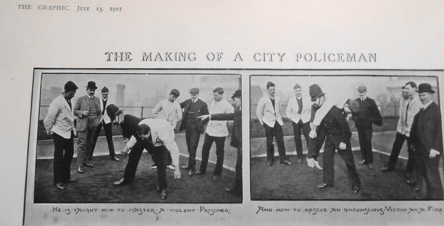 The Making of a City Policeman. The Graphic, July 1907 Original page of prints