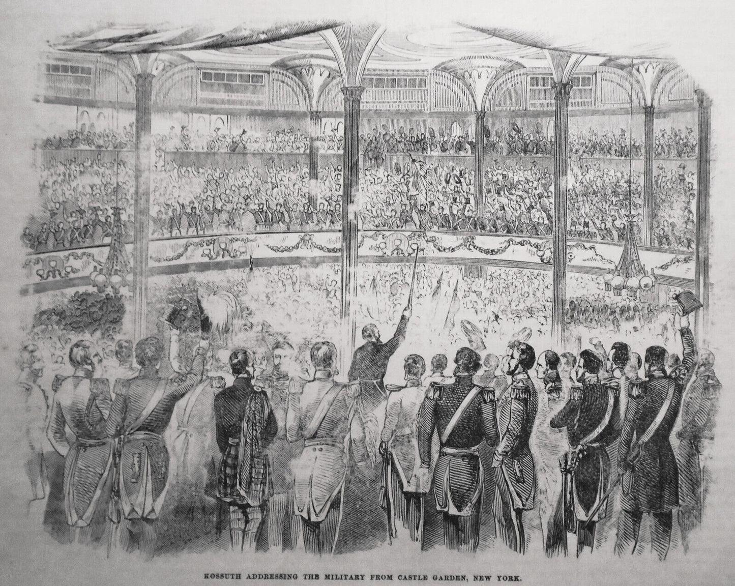 Kossuth Addressing The Military From Castle Garden, New York. Gleason's 1852