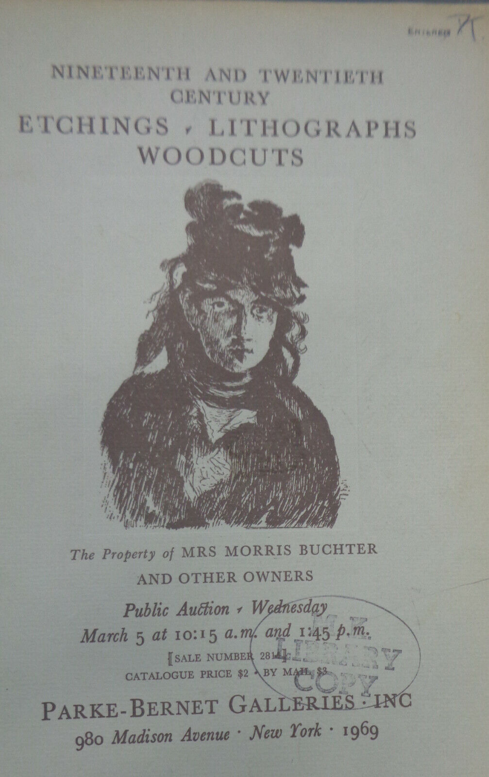 8 Parke-Bernet auction catalogs Lithographs etchings... Currier & Ives 1942-1969