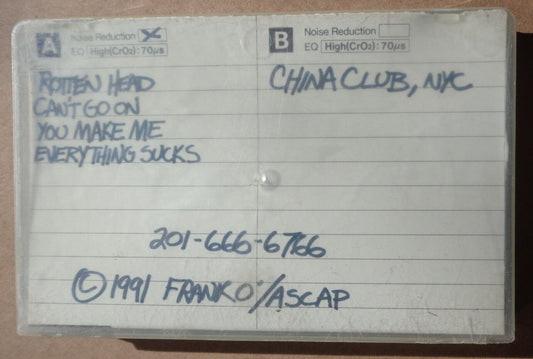 Frank O' The Mountain - Rare rock Demo Cassette Tape - 1991 China Club, New York