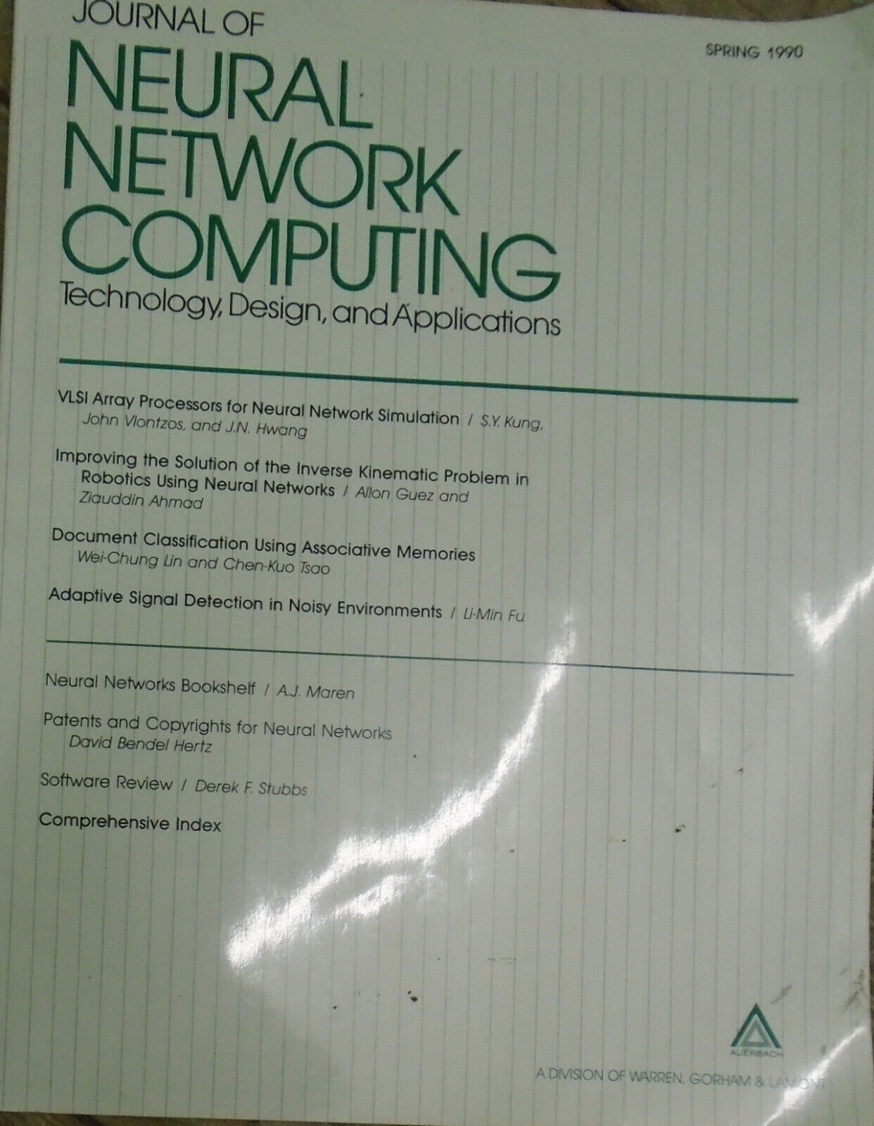 Journal of Neural Network Computing, Spring 1990