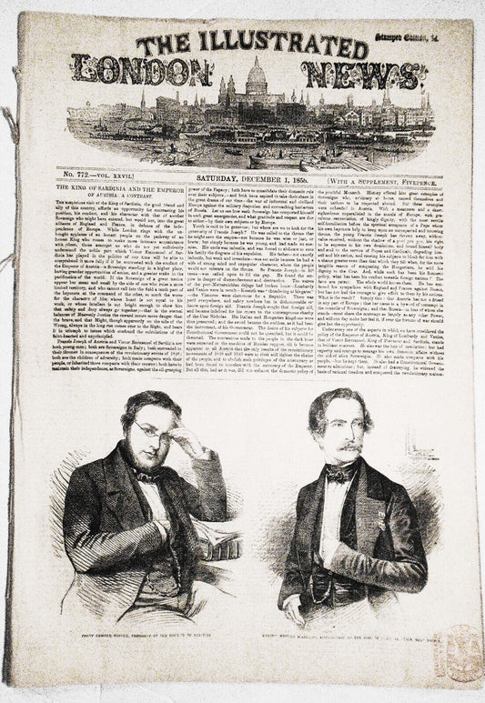 Illustrated London News December 1, 1855 original. Crimea War Map; Sardinia, etc