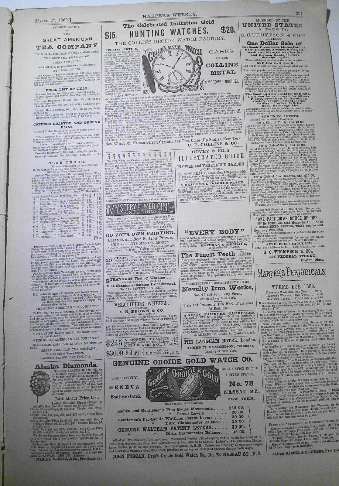 Harper's Weekly March 27, 1869 - Reconstructed cabinet; Arlington Cemetery; etc