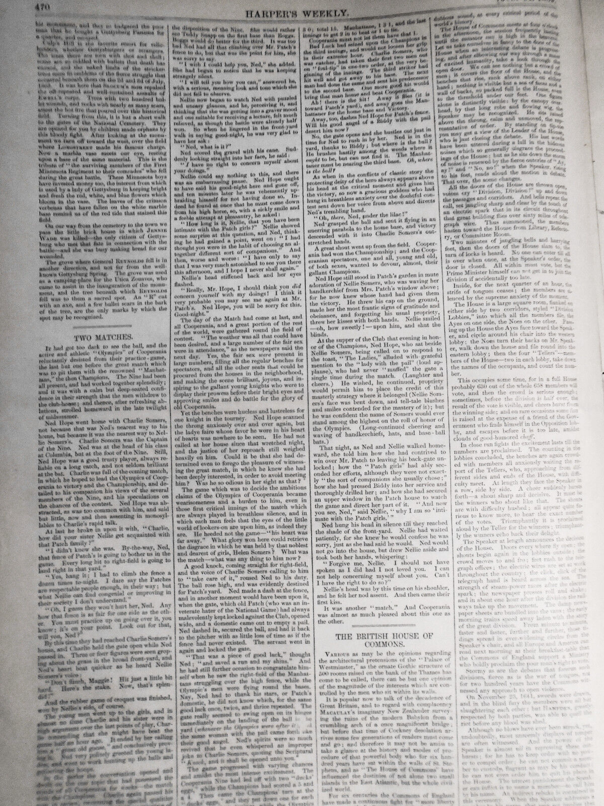[Baseball] Cincinnati Red Stockings. Champion Bat. Harper's Weekly July 24, 1869