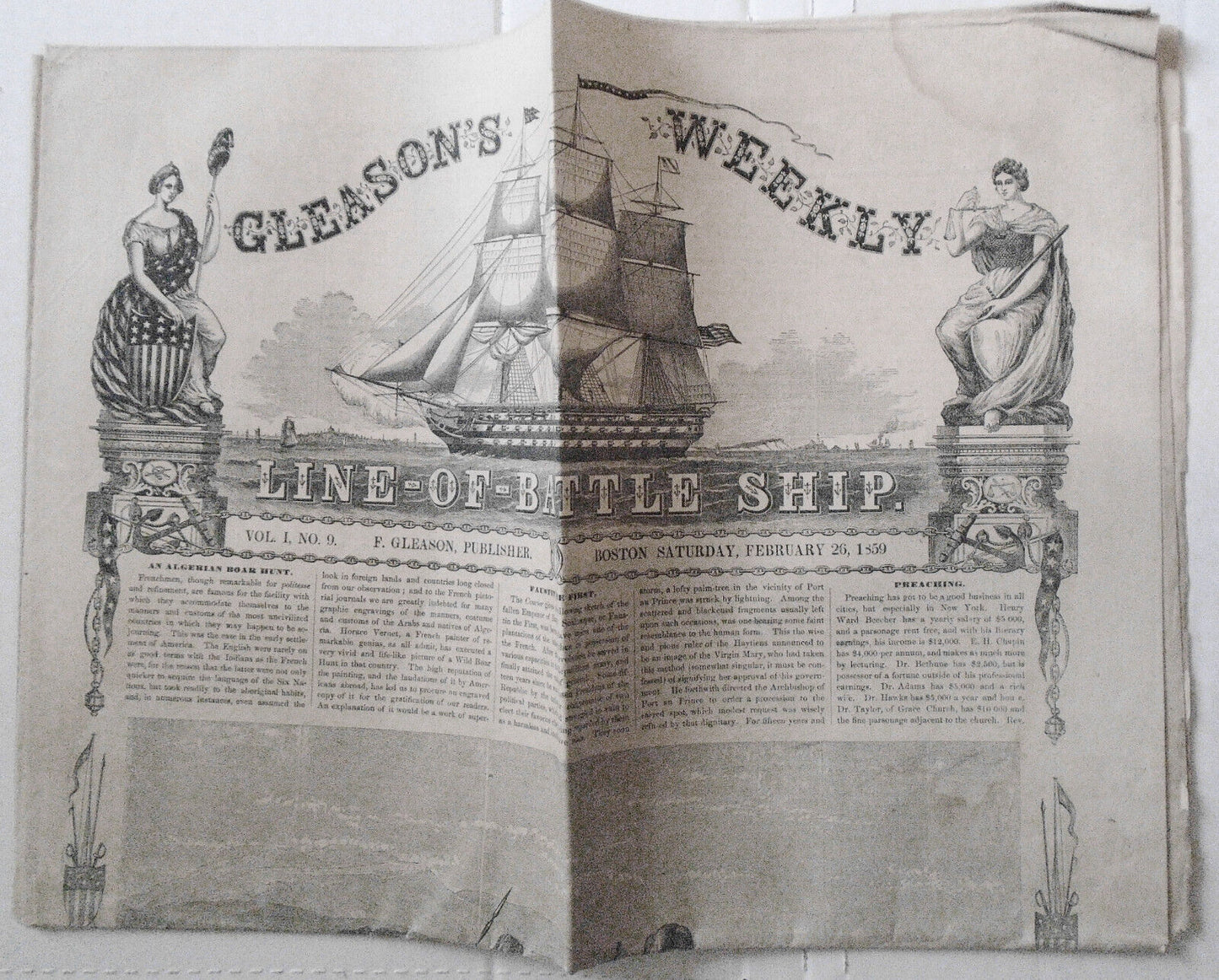Gleason's Weekly, February 26, 1859 - Wild Boar Hunt In Algeria; Cuban Volante.