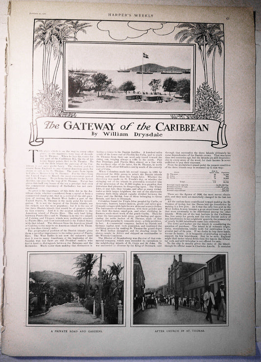 St. Thomas. Gateway to the Caribbean - W Drysdale - Harper's Weekly Jan 20, 1900