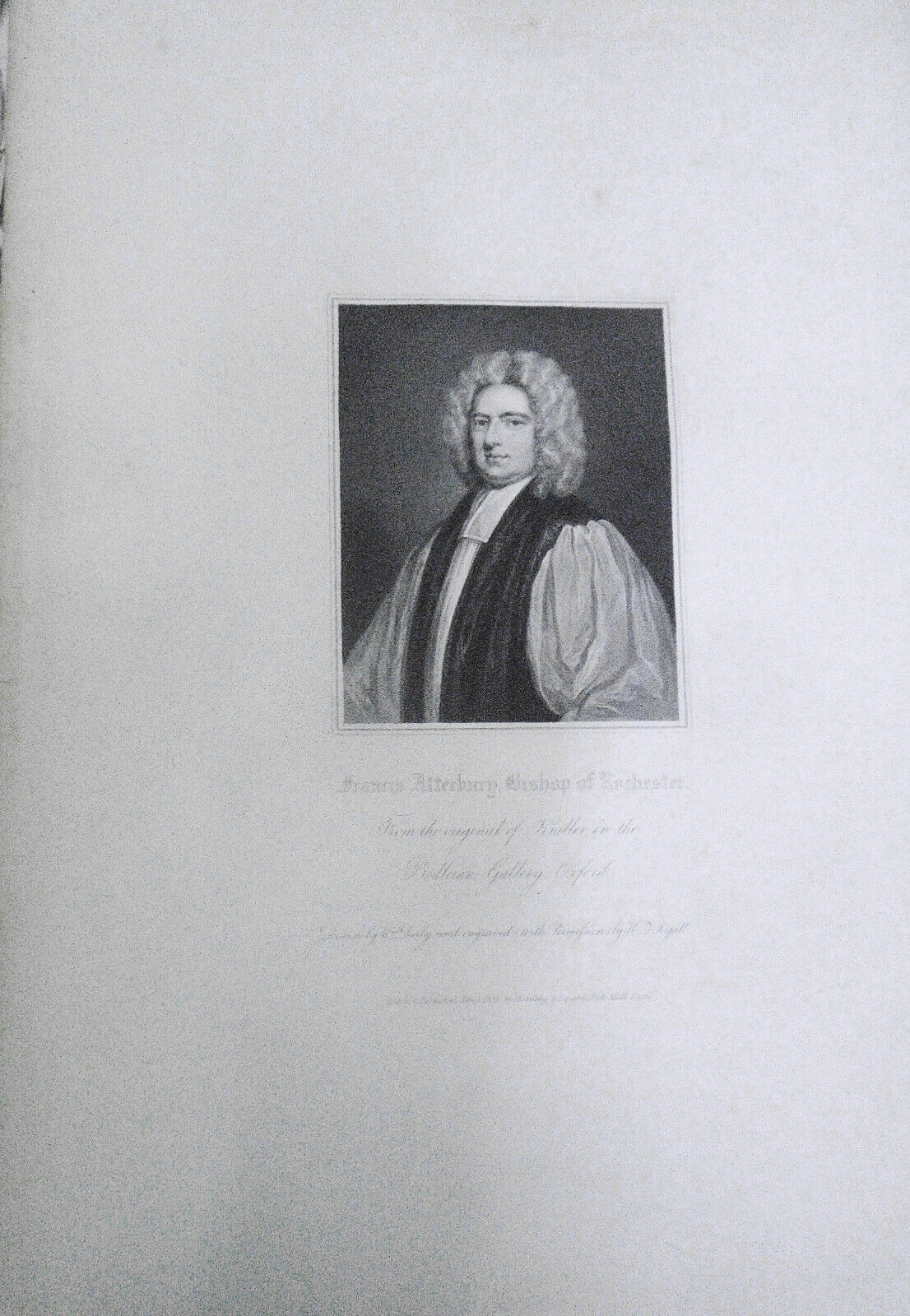 1834 Francis Atterbury - original engraving from Lodge's Portraits. 17x11 inches