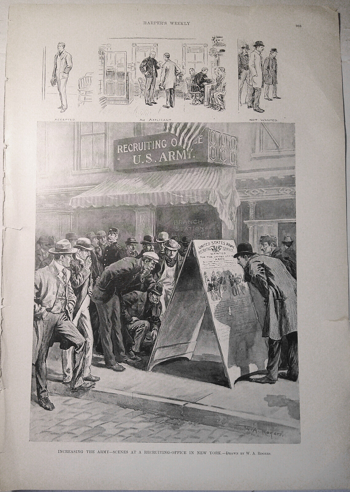 Increasing the Army - Scenes at a Recruiting Office in New York - HW 1898