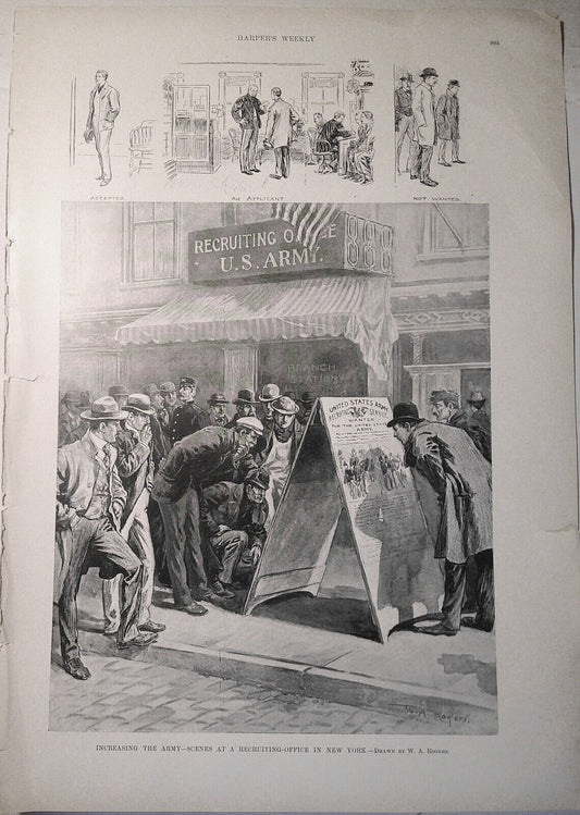 Increasing the Army - Scenes at a Recruiting Office in New York - HW 1898
