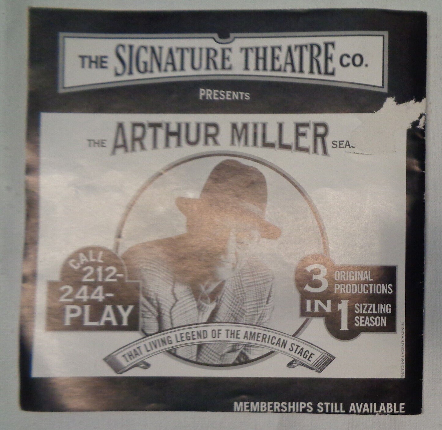 ARTHUR MILLER : THE AMERICAN CLOCK - SOUVENIR PROGRAM - 1997 Signature Theatre