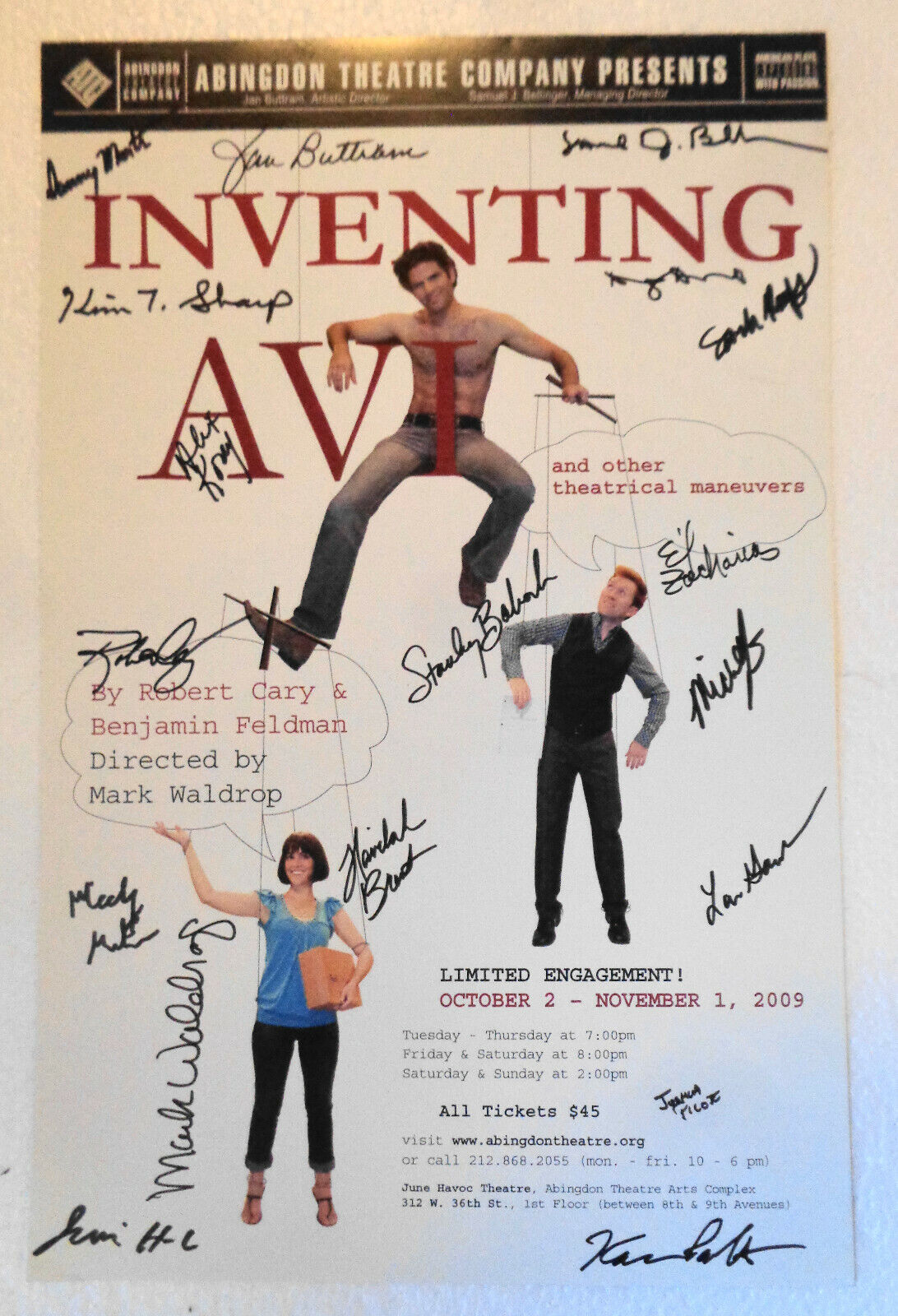 Inventing Avi at the June Havoc Theatre 2009, SIGNED by cast - Original poster