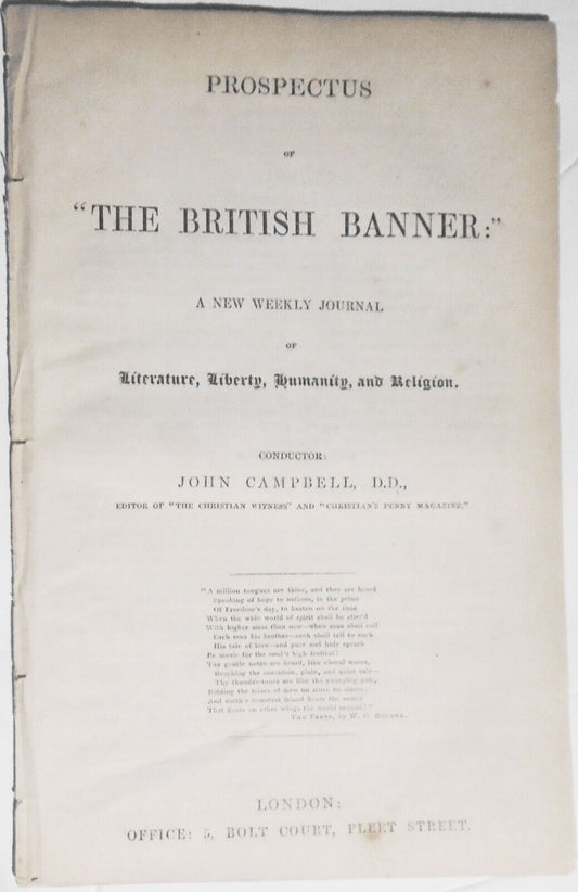 [Nonconformism] 1847 Prospectus of "The British Banner" : a new weekly journal
