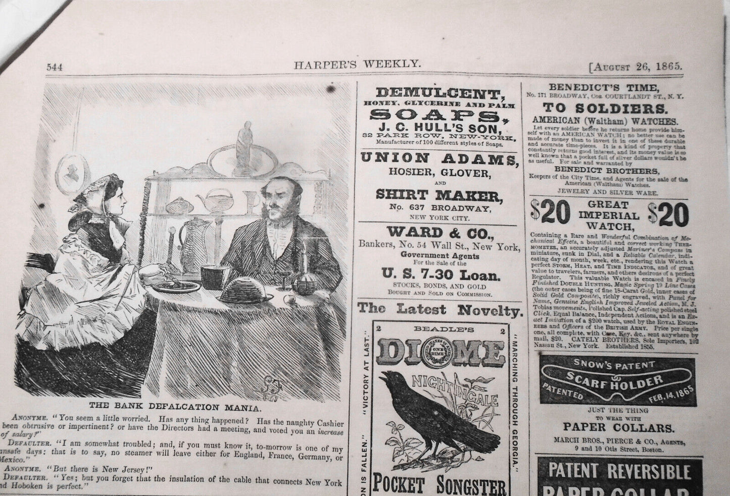 "The Bank Defalcation Mania" -  Harper's Weekly, August 26, 1865.