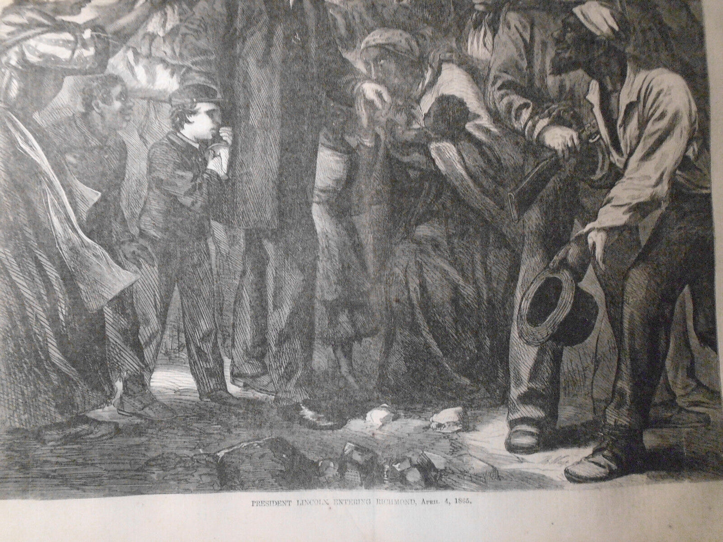 Lincoln entering Richmond, April 4, 1865 - in Harper's Weekly February 24, 1866