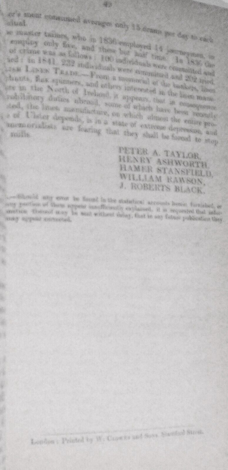 1842  Report of Statistical Committee appointed by the Anti-Corn Law Conference