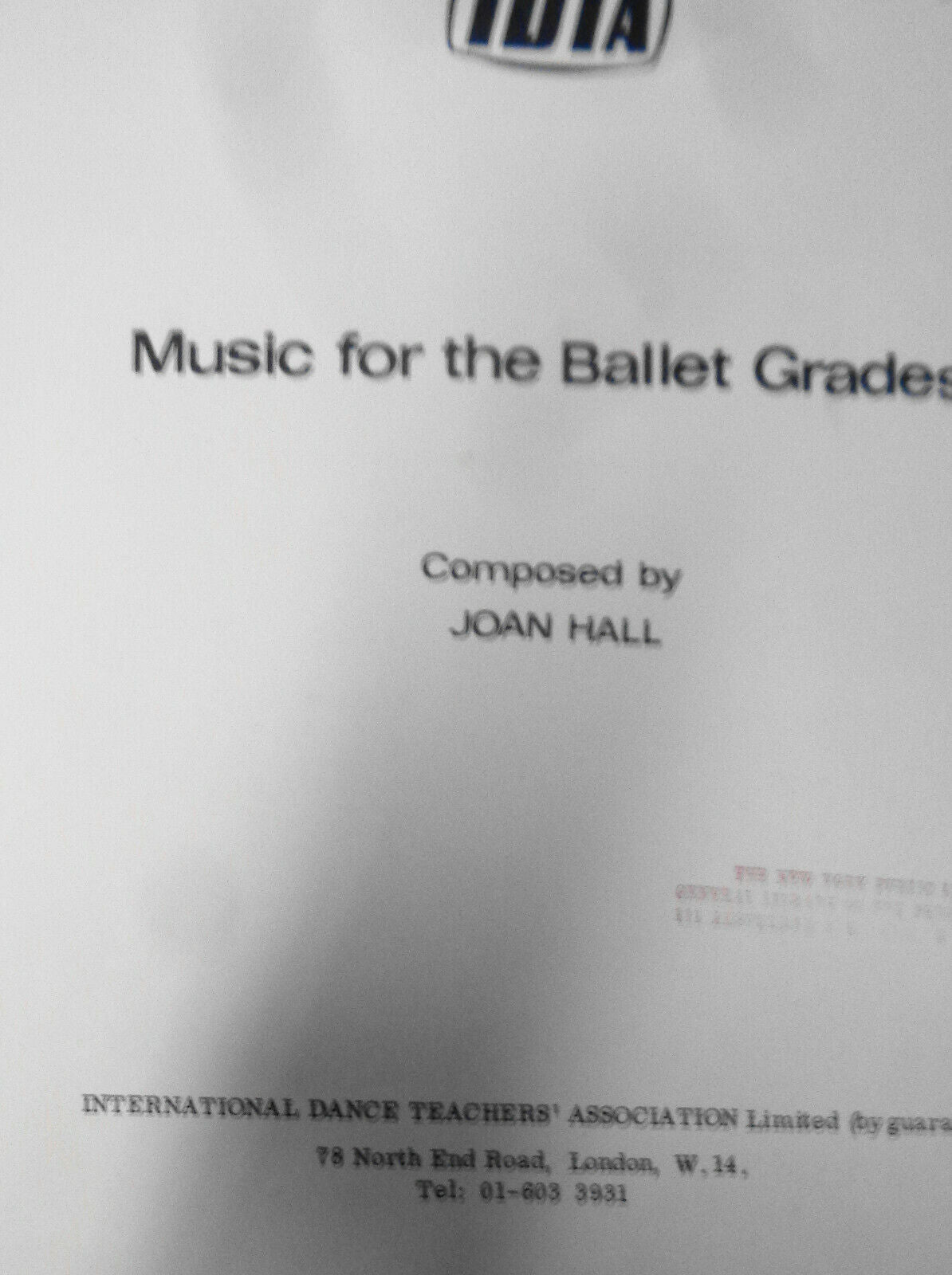 Music for the ballet grades, by Joan Hall.