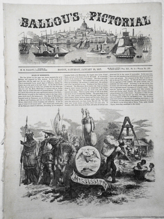 Ballou's Pictorial January 10, 1857.  Mississippi; Empress Eugenie hunting, etc