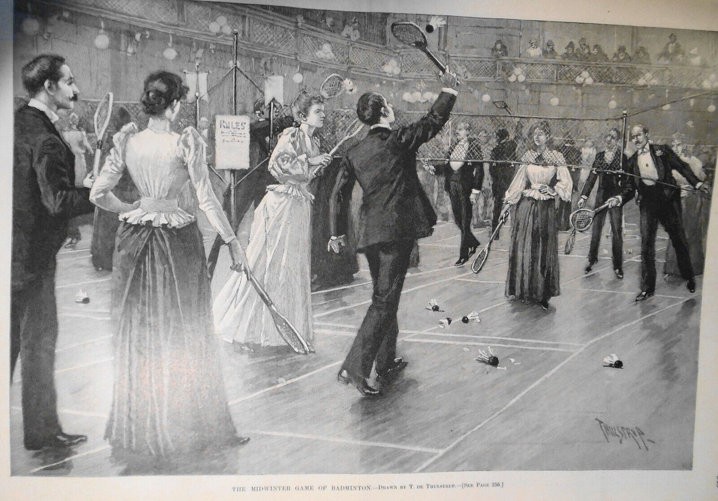 The Midwinter Game of Badminton, by T. De Thulstrup. Harper's Weekly, 1891