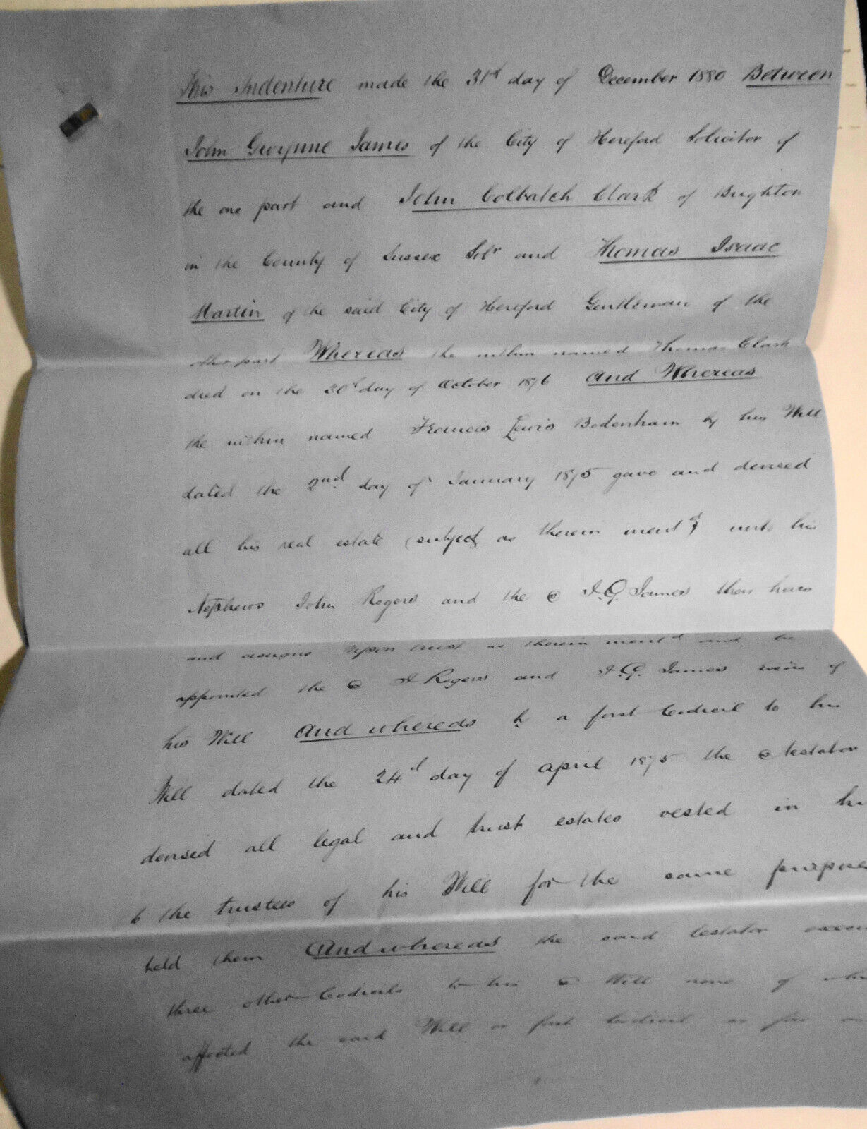 1880 Indenture - Transfer of Mortgage. Hereford, England.