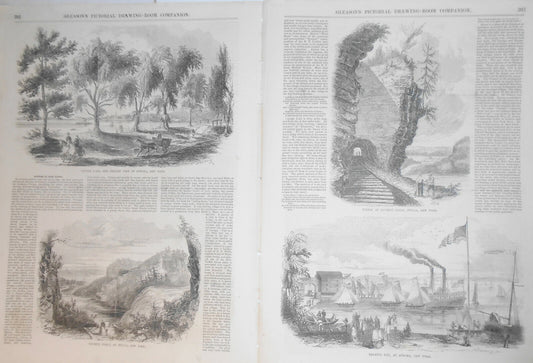 Scenes In New York - 1852 Gleason's Pictorial -- 2 Pages, Story & 4 Prints