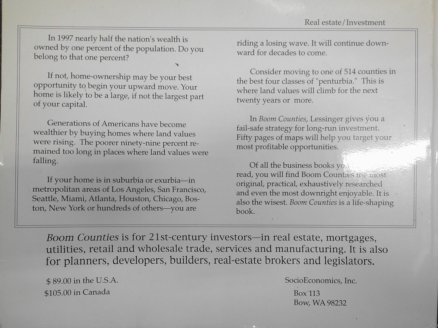 Boom Counties... Wealth & Serenity In a High-Risk Economy by Jack Lessinger 1997