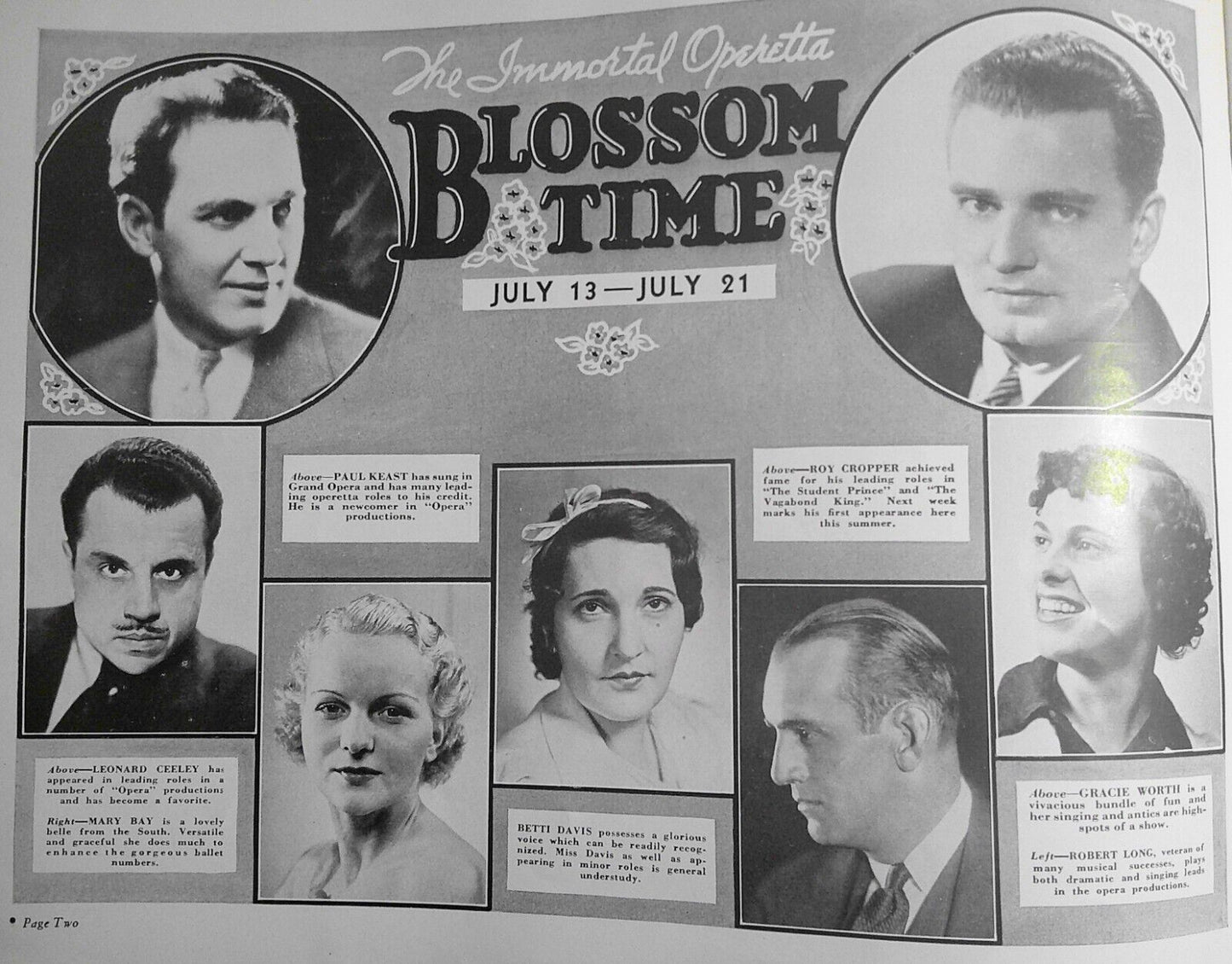 1935 Opera Under The Stars - 3 Programs: Rose Marie, Blossom Time, Bittersweet