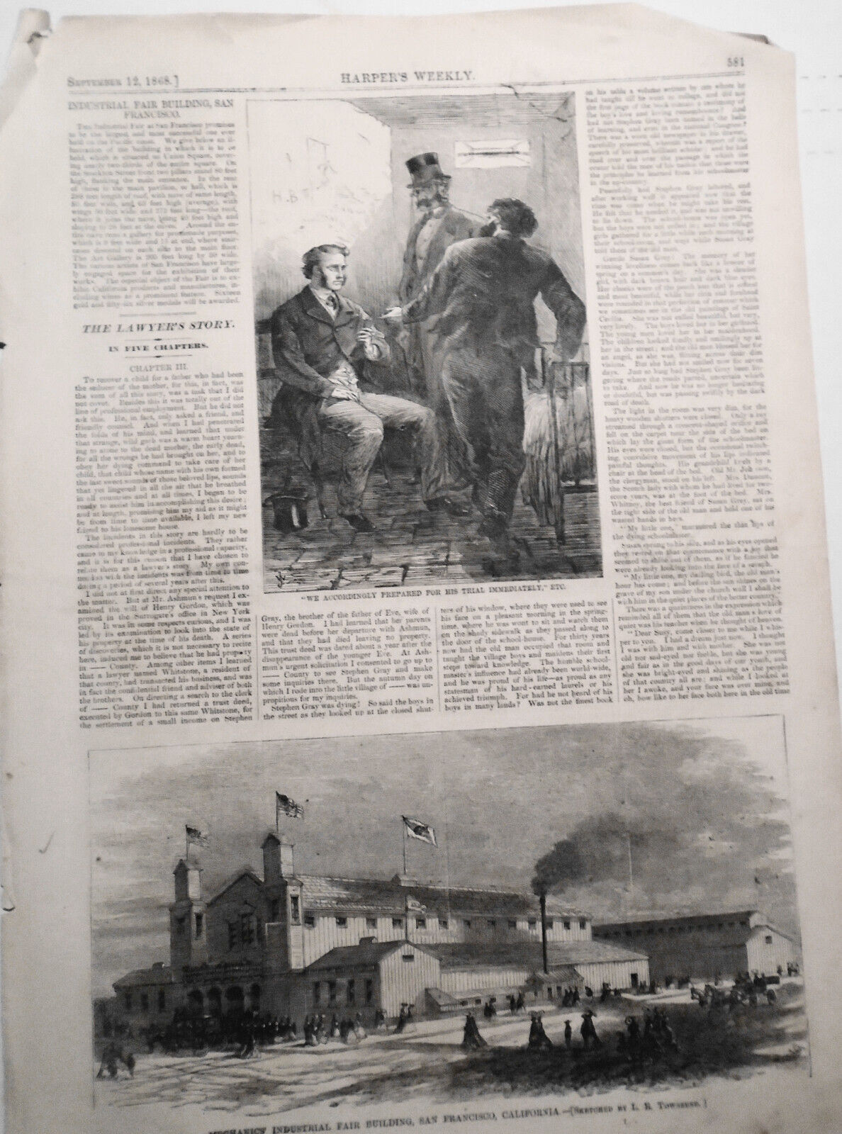 Mechanics' Industrial Fair Building, San Francisco - Harper's Weekly, 3/14/1868