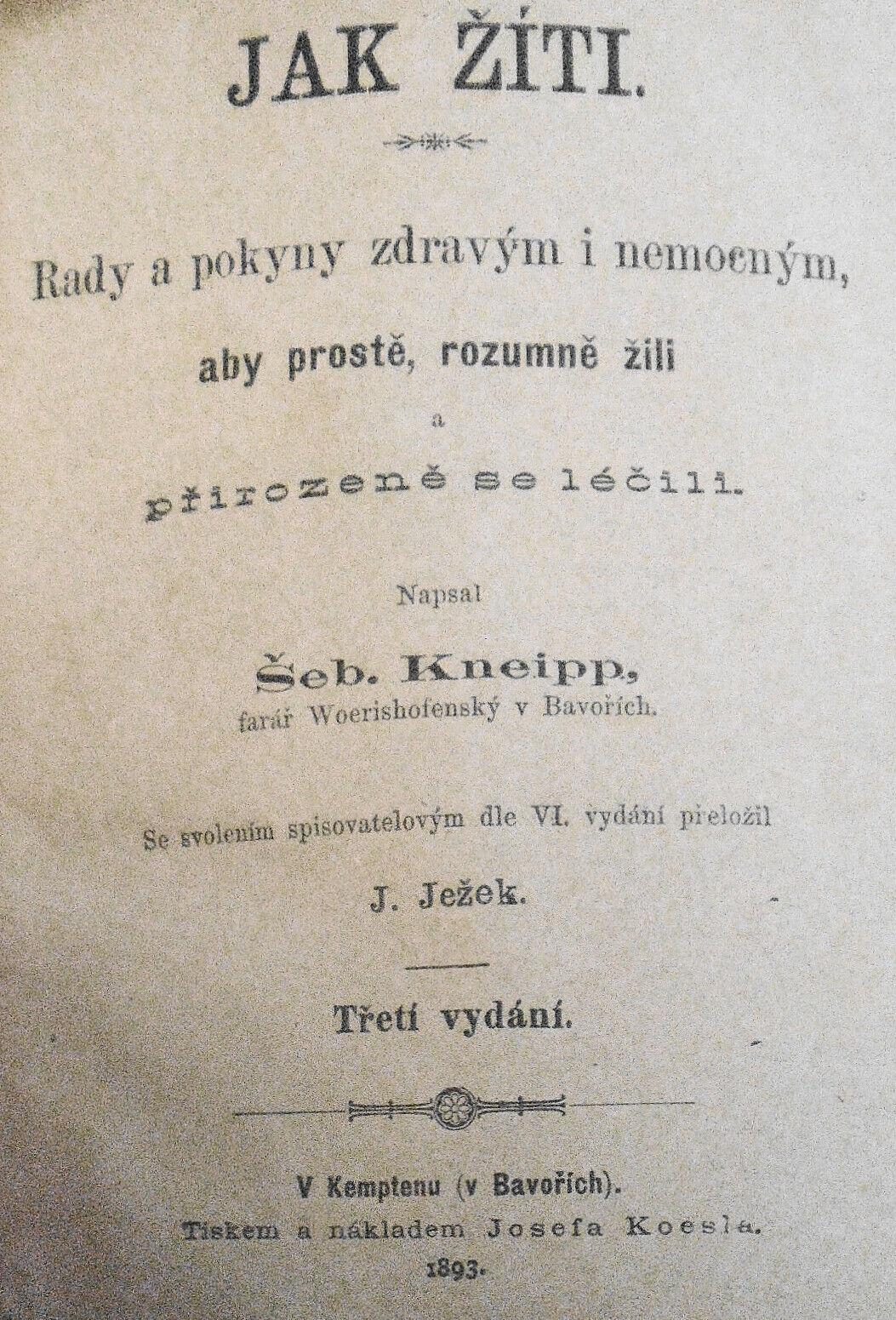1893 Jak Ziti : Rady a pokyny zdravym i nemocnym, aby proste, rozumne zili ...