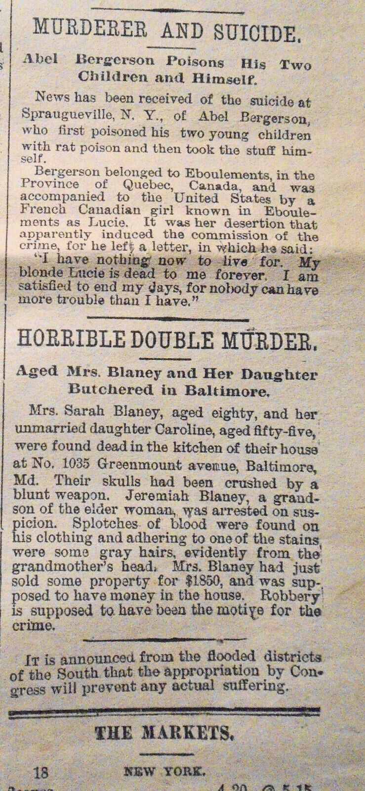 The Suffolk County Argus, 1890 - Lynching, murders, oil rich colored woman, etc.