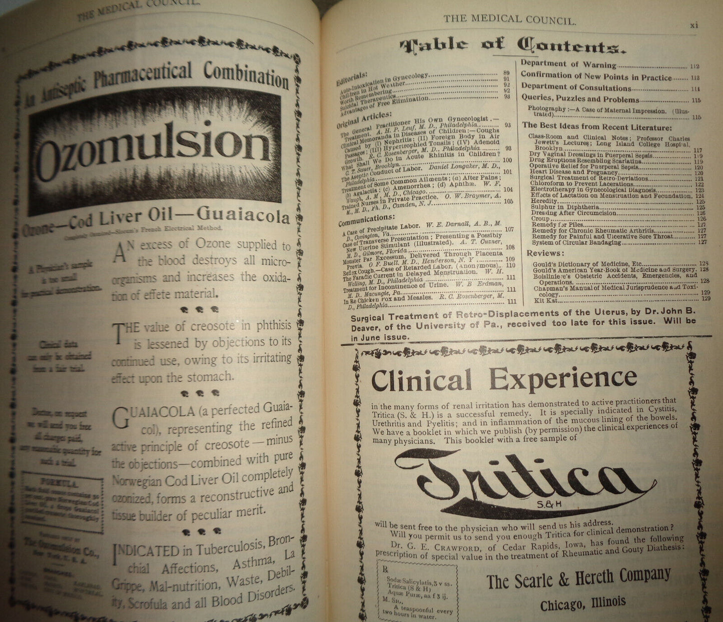 THE MEDICAL COUNCIL, Vol 1, No. 1, 1896. Monthly journal for physician & surgeon