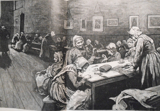 The evening of life - scene in a London "work-house" --  1877 - Original Print