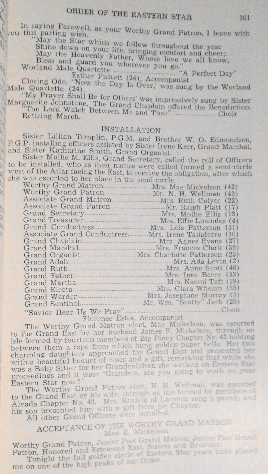 1950 Proceedings of Grand Chapter of Wyoming, Order of the Eastern Star