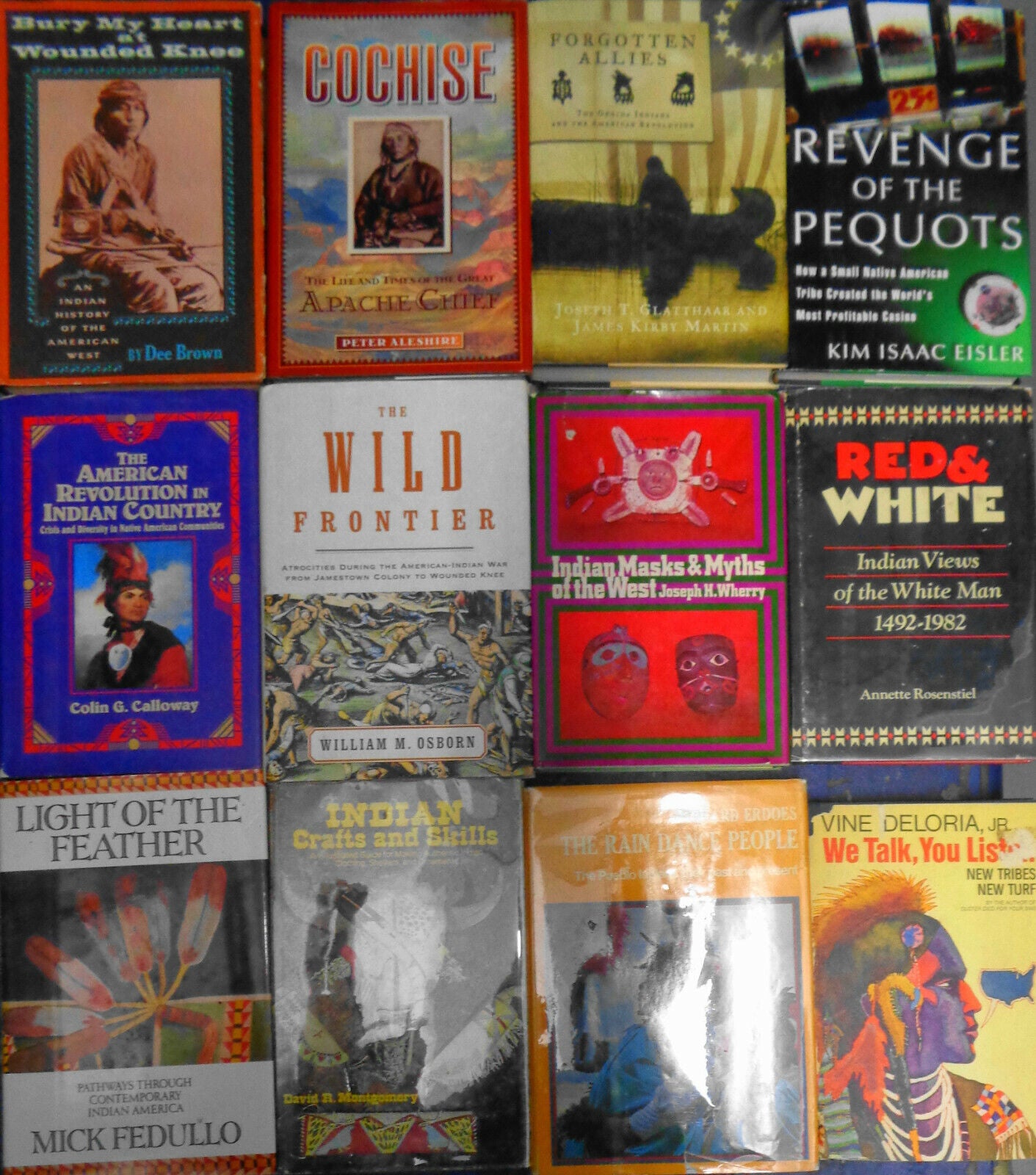 12 Native American Indian hardcovers - most are first editions. Wounded Knee etc