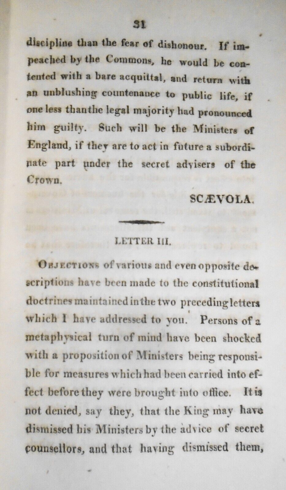 1807 Letters of Scaevola, on the Dismissal of His Majesty's Late Ministers, I&II