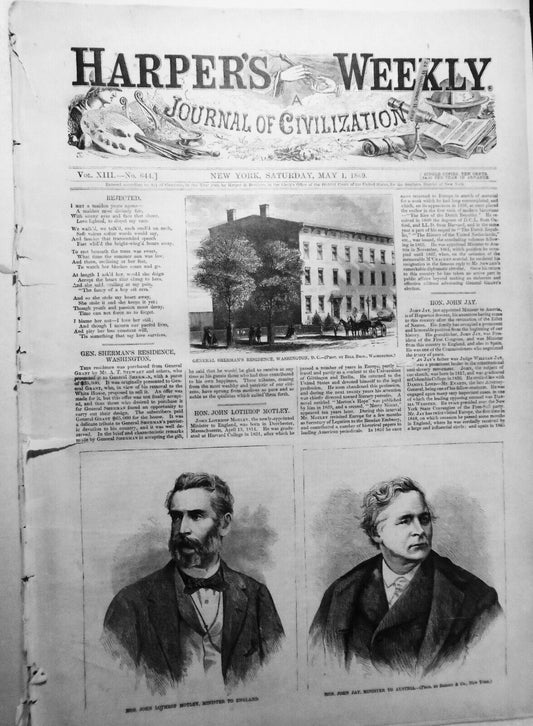 Harper's Weekly May 1, 1869: Shakespeare; Ebenezer Bassett 1st US Black diplomat