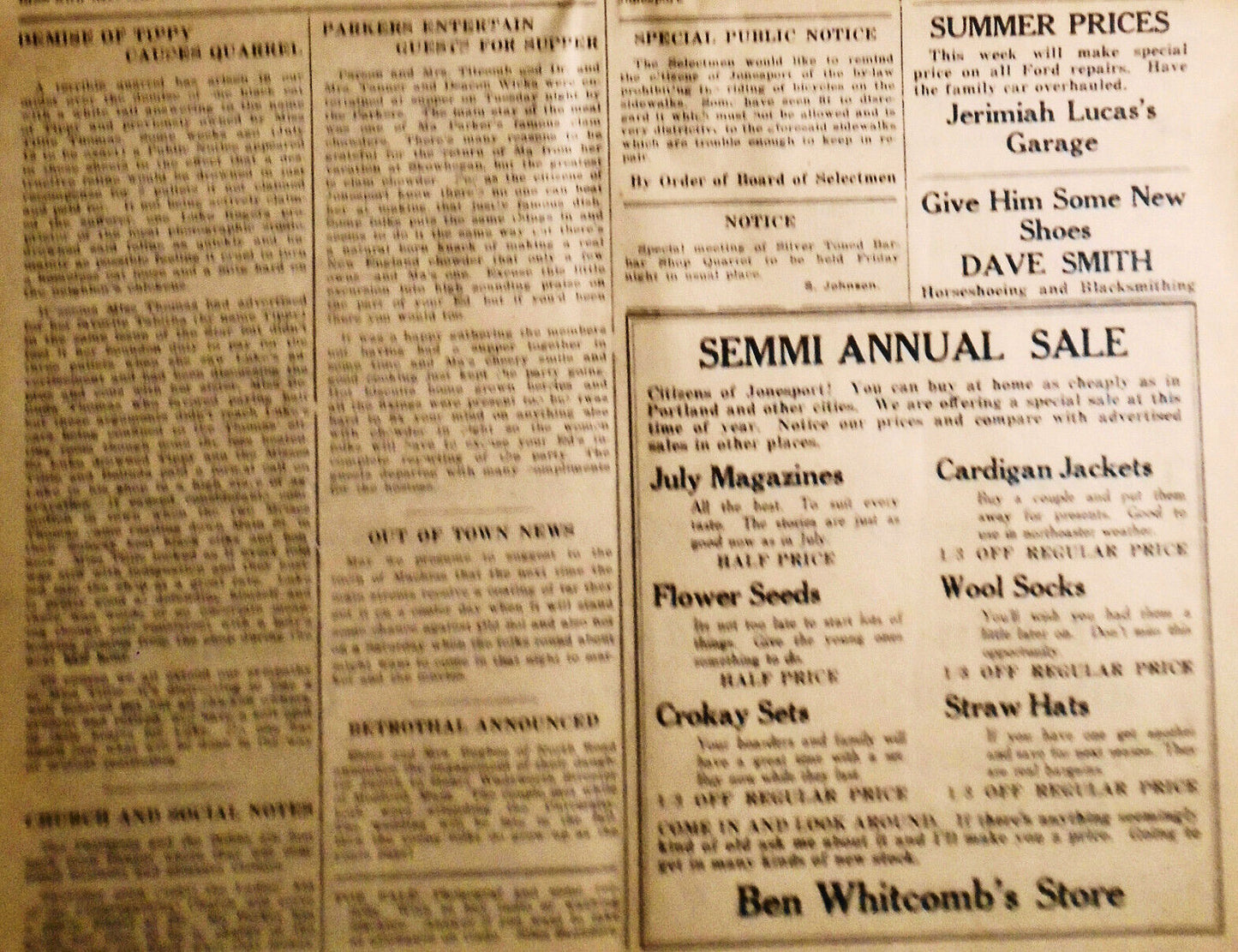 Jonesport Star, July 31, 1930 -  Jonesport Still Unrecognized by Maine Railroad