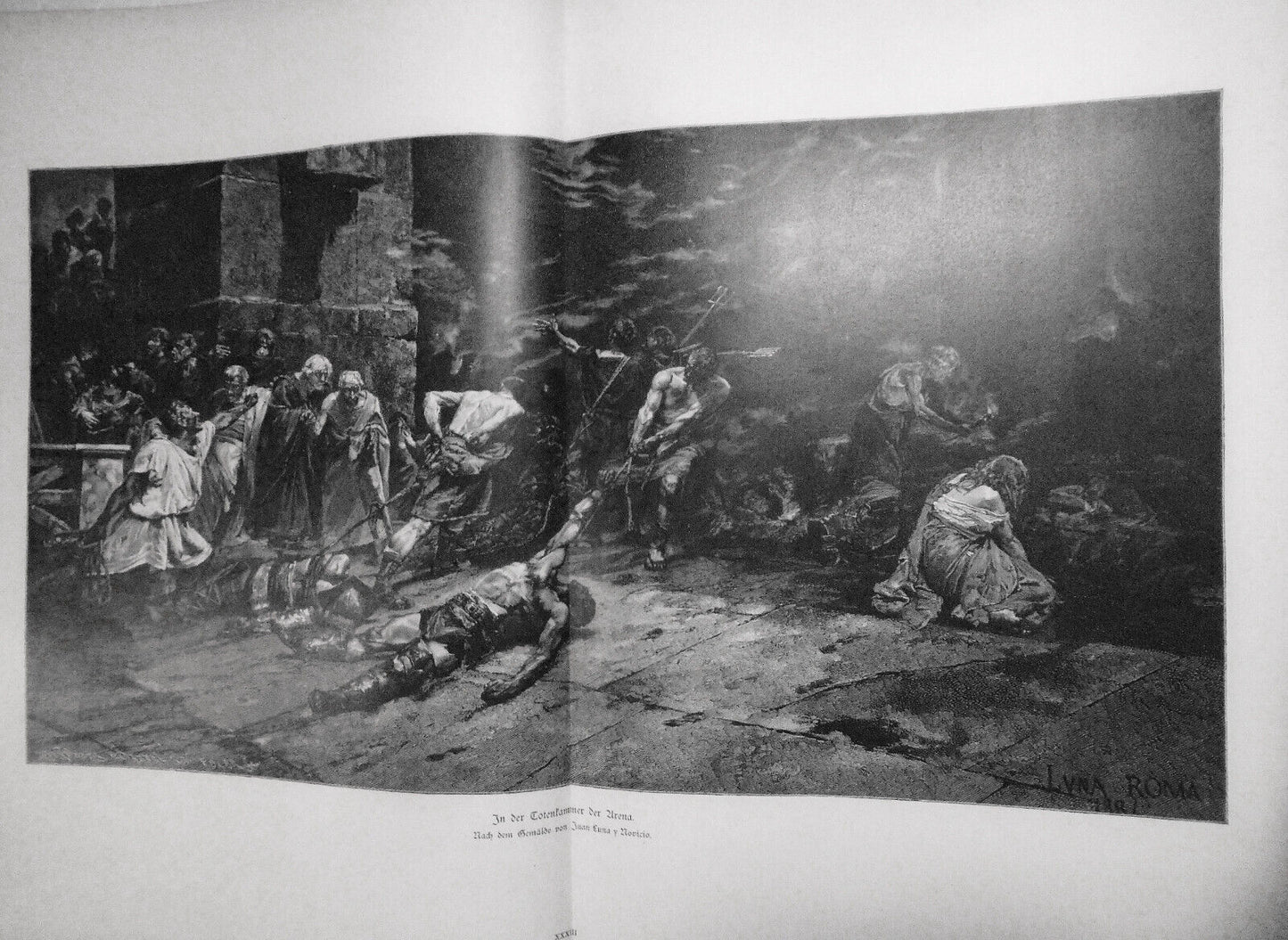 In der Totenkammer der Arena, by Juan Luna y Novicio - 1886 - Original, 22 X 16"