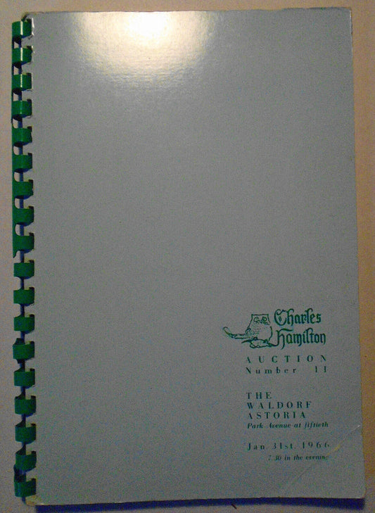 Charles Hamilton - Auction No. 11, Jan. 1966. Catalog with prices realized list