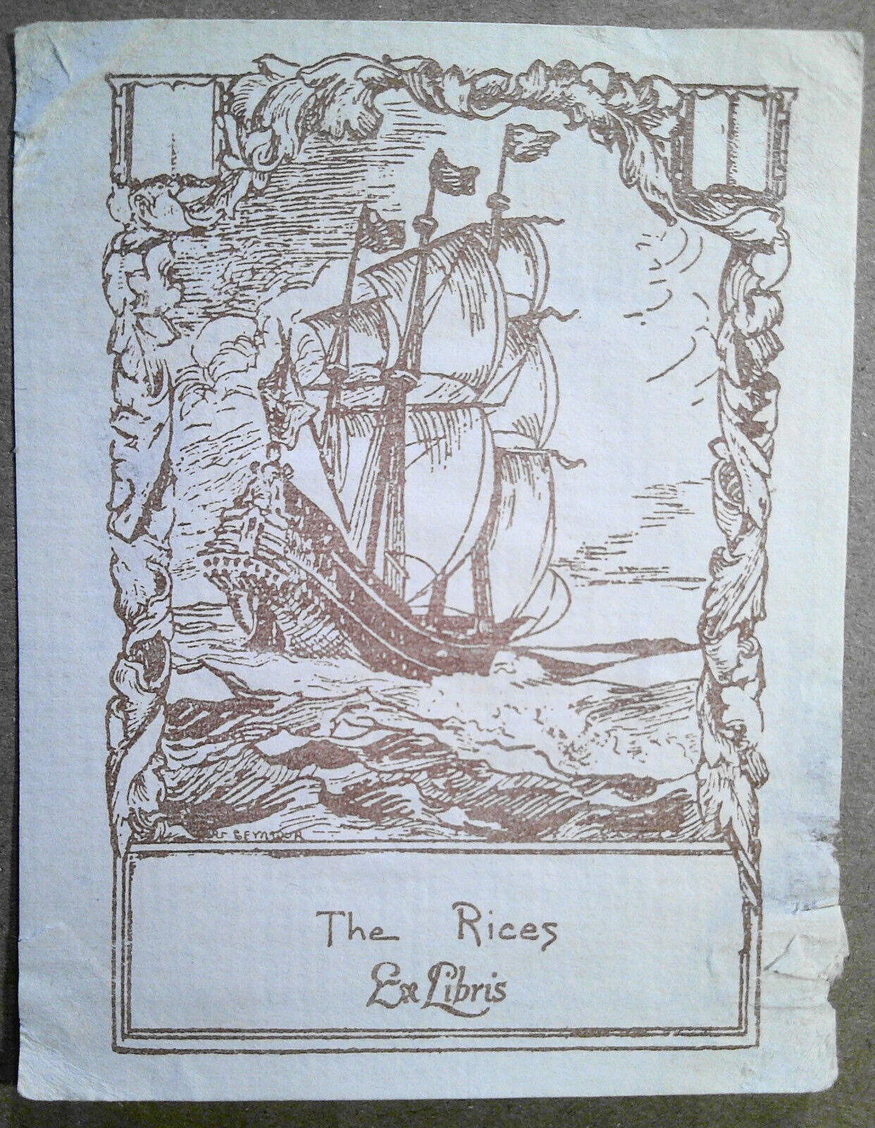 "The Rices" - Ex Libris Bookplate - 1920's