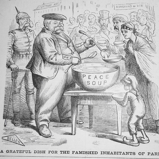 Peace Soup - Grateful Dish for Parisians, by Bellew - Harper's Weekly, 1871