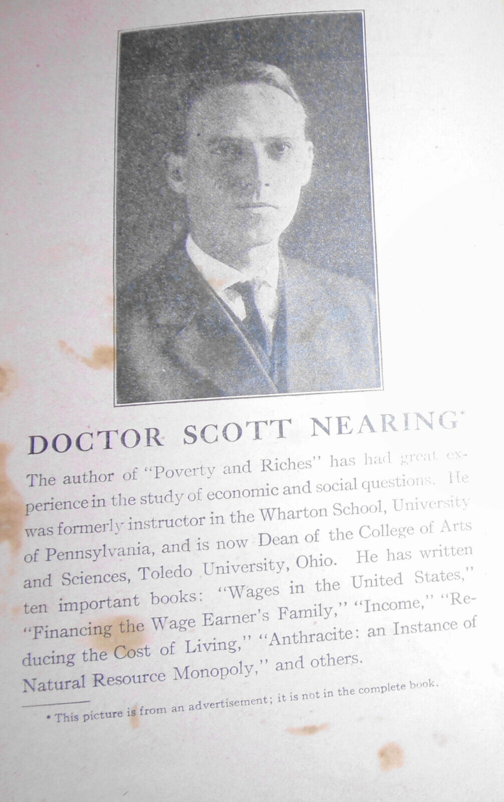 Poverty And Riches, by Scott Nearing. 1916. Salesman's Dummy Copy