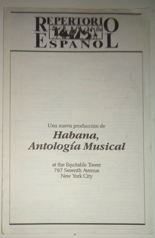 HABANA, ANTOLOGIA MUSICAL - PROGRAM - 1986 Repertrio Espanol, New York