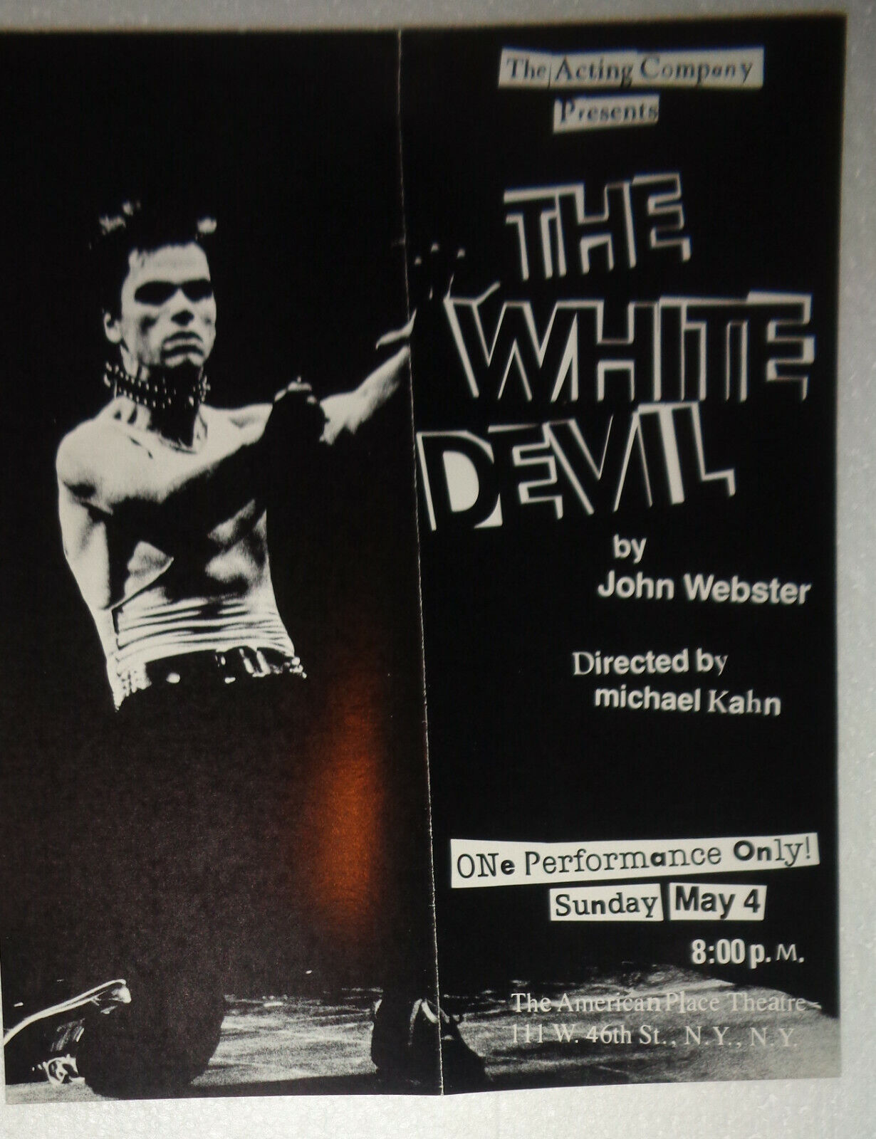 ELIZABETH I   /  THE WHITE DEVIL - PROGRAM - 1980 AMERICAN PLACE THEATRE, NYC