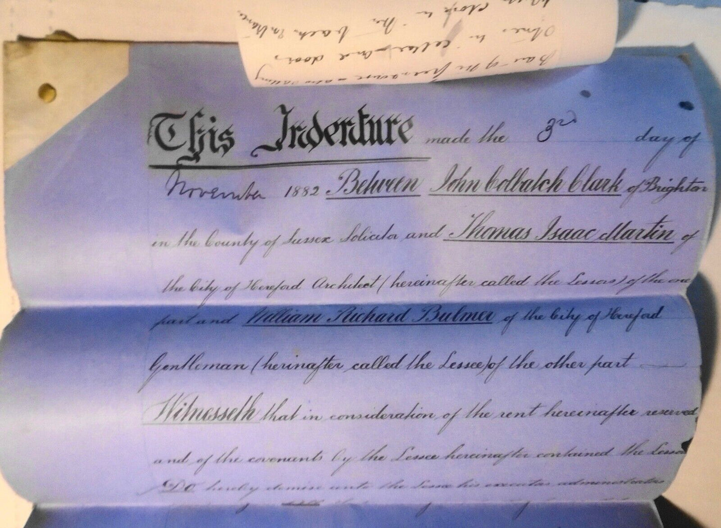 1882 Lease indenture. Hereford, England