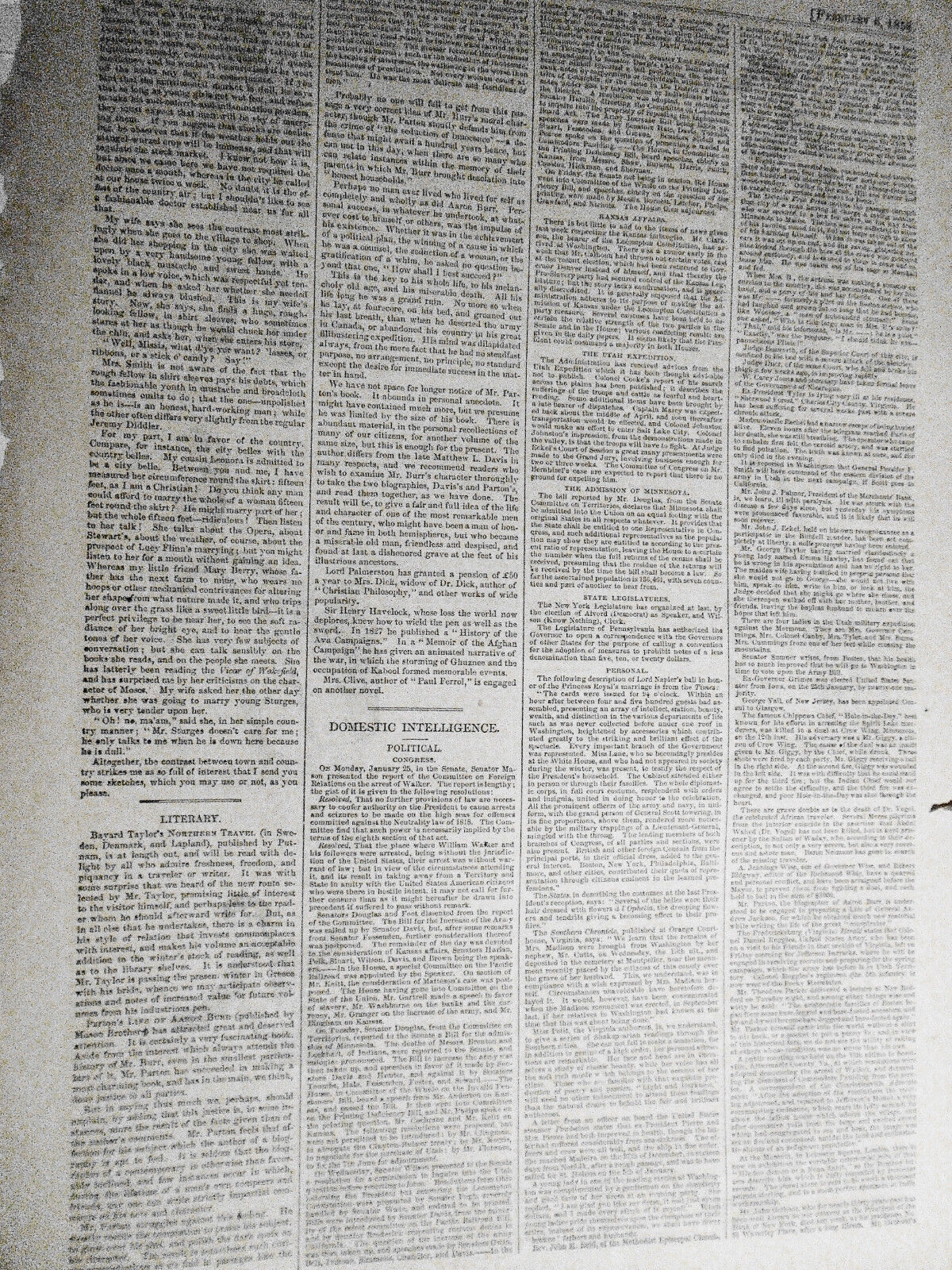 Town And Country - Story & 6 Prints - Harper's Weekly - February 6, 1858