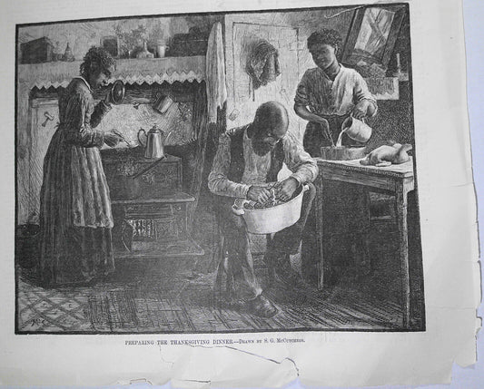 [African-American] Preparing the Thanksgiving Dinner. Harper's Weekly, 1880
